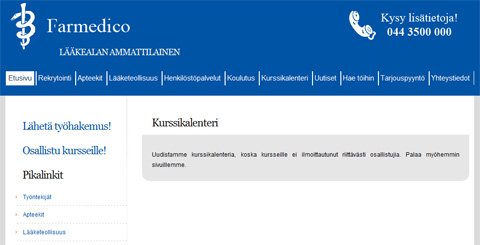 , Kuvateksti: Uudistamme kurssikalenteria, koska kursseille ei ilmoittautunut riittävästi osallistujia. Palaa myöhemmin sivuillemme. 